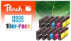 Peach 10er-Pack Tintenpatronen kompatibel zu  HP No. 932, No. 933, CN057A, CN058A, CN059A, CN060A